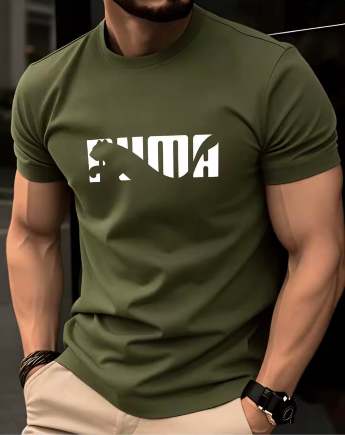 Men's Summer 100% Pure Cotton Casual Fashionable Loose Geometric Animal Letter Pattern Casual Round Neck Short Sleeved T-Shirt