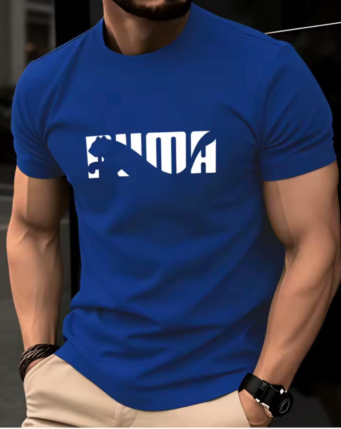 Men's Summer 100% Pure Cotton Casual Fashionable Loose Geometric Animal Letter Pattern Casual Round Neck Short Sleeved T-Shirt
